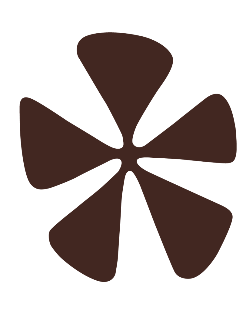 logo du site web en forme de fleur en couleur orange