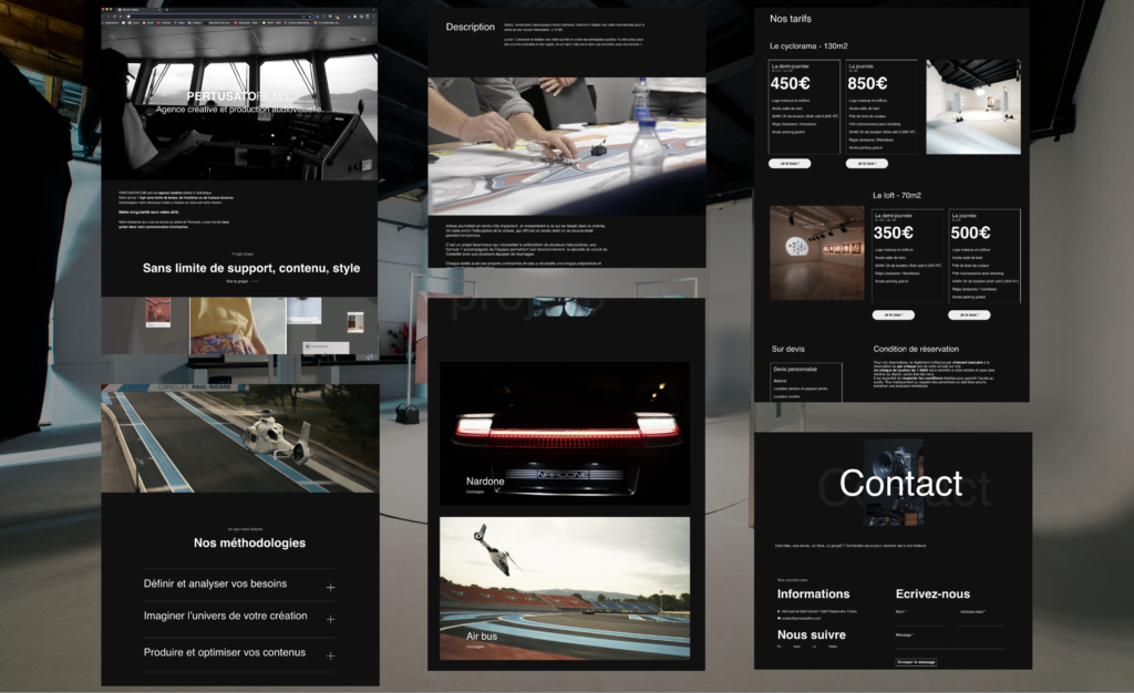différentes pages web du site