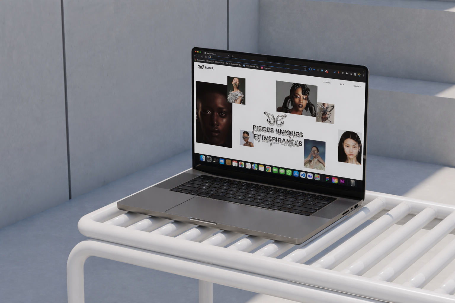 Mockup d'ordinateur, de la page d'accueil