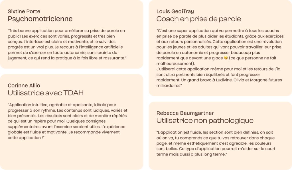 nos retours utilisateurs de l'application Ora